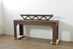 アンティーク家具　ラフジュ工房オリジナル　古建具リメイク　組子の引き戸が風情漂うキャビネット(収納棚、戸棚、書院戸)(R-037430)