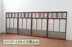 アンティーク建具　上手物!!　富山産　総欅(ケヤキ)材　裏側まで漆塗りの格子蔵戸1枚(引き戸、玄関戸、格子戸)(R-080225)