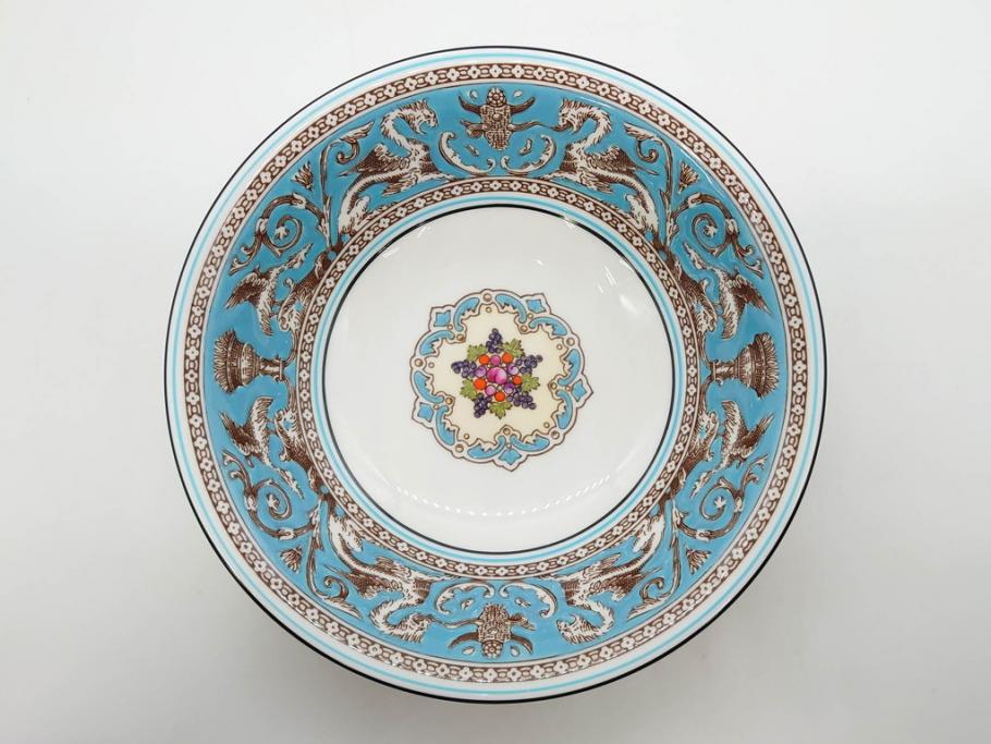 イギリス　WEDGWOOD(ウェッジウッド)　FLORENTINE TURQUOISE(フロレンティーン ターコイズ)　クラシックなデザインの気品あふれるボウル大小6枚セット(グロテスク文様、深皿、サラダボウル、サラダソーサー、洋食器、英国)(R-081227)