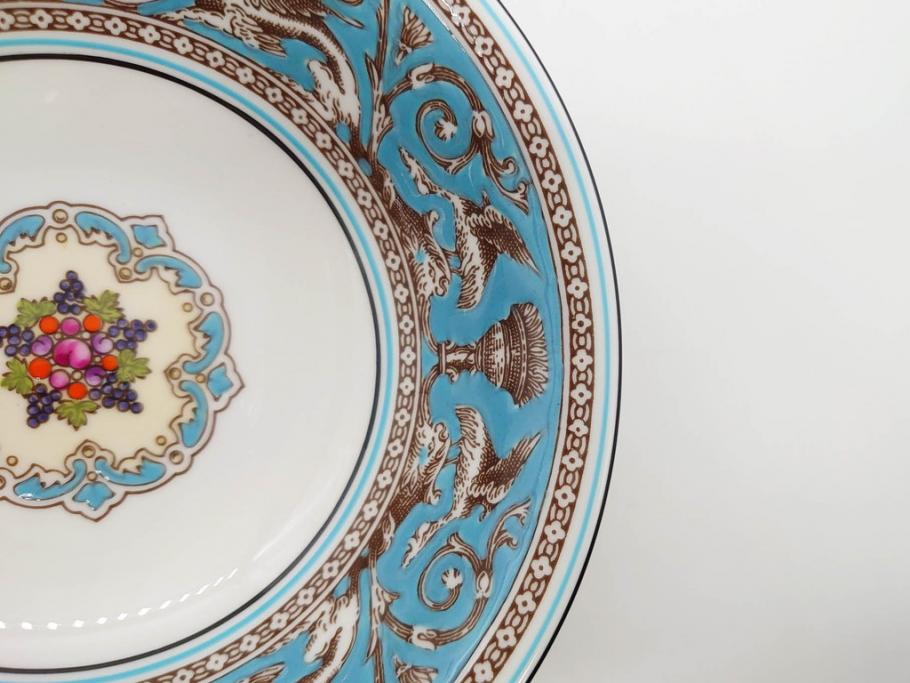 イギリス　WEDGWOOD(ウェッジウッド)　FLORENTINE TURQUOISE(フロレンティーン ターコイズ)　クラシックなデザインの気品あふれるボウル大小6枚セット(グロテスク文様、深皿、サラダボウル、サラダソーサー、洋食器、英国)(R-081227)