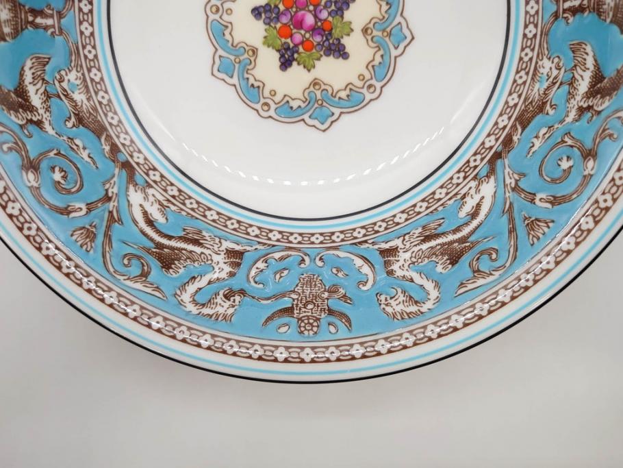 イギリス　WEDGWOOD(ウェッジウッド)　FLORENTINE TURQUOISE(フロレンティーン ターコイズ)　クラシックなデザインの気品あふれるボウル大小6枚セット(グロテスク文様、深皿、サラダボウル、サラダソーサー、洋食器、英国)(R-081227)
