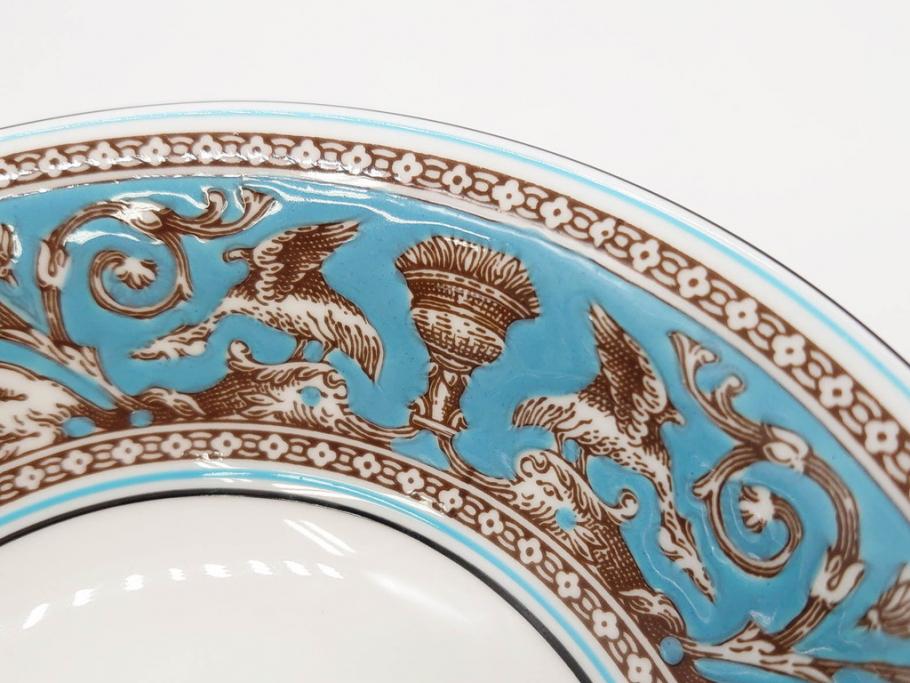 イギリス　WEDGWOOD(ウェッジウッド)　FLORENTINE TURQUOISE(フロレンティーン ターコイズ)　クラシックなデザインの気品あふれるボウル大小6枚セット(グロテスク文様、深皿、サラダボウル、サラダソーサー、洋食器、英国)(R-081227)