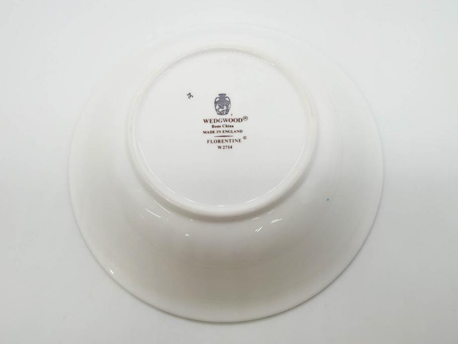 イギリス　WEDGWOOD(ウェッジウッド)　FLORENTINE TURQUOISE(フロレンティーン ターコイズ)　クラシックなデザインの気品あふれるボウル大小6枚セット(グロテスク文様、深皿、サラダボウル、サラダソーサー、洋食器、英国)(R-081227)