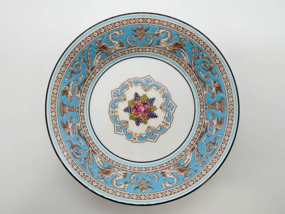 イギリス　WEDGWOOD(ウェッジウッド)　FLORENTINE TURQUOISE(フロレンティーン ターコイズ)　クラシックなデザインの気品あふれるボウル大小6枚セット(グロテスク文様、深皿、サラダボウル、サラダソーサー、洋食器、英国)(R-081227)