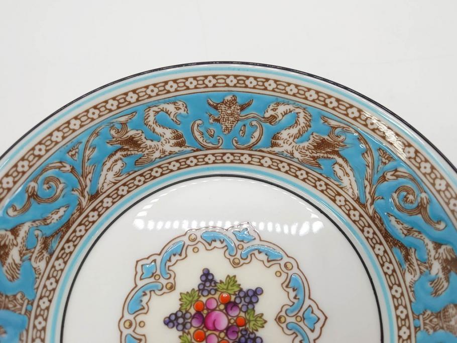 イギリス　WEDGWOOD(ウェッジウッド)　FLORENTINE TURQUOISE(フロレンティーン ターコイズ)　クラシックなデザインの気品あふれるボウル大小6枚セット(グロテスク文様、深皿、サラダボウル、サラダソーサー、洋食器、英国)(R-081227)
