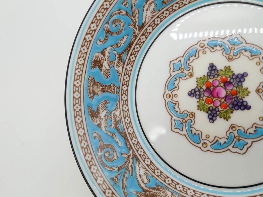 イギリス　WEDGWOOD(ウェッジウッド)　FLORENTINE TURQUOISE(フロレンティーン ターコイズ)　クラシックなデザインの気品あふれるボウル大小6枚セット(グロテスク文様、深皿、サラダボウル、サラダソーサー、洋食器、英国)(R-081227)