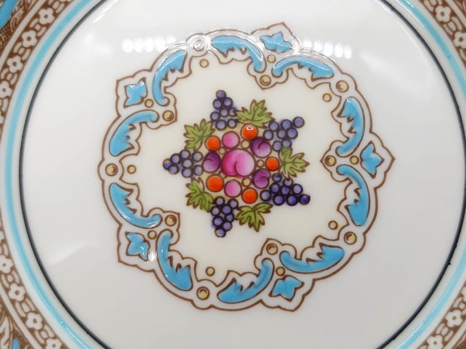 イギリス　WEDGWOOD(ウェッジウッド)　FLORENTINE TURQUOISE(フロレンティーン ターコイズ)　クラシックなデザインの気品あふれるボウル大小6枚セット(グロテスク文様、深皿、サラダボウル、サラダソーサー、洋食器、英国)(R-081227)
