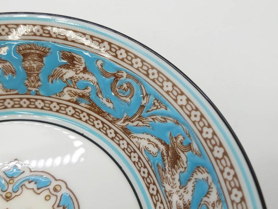 イギリス　WEDGWOOD(ウェッジウッド)　FLORENTINE TURQUOISE(フロレンティーン ターコイズ)　クラシックなデザインの気品あふれるボウル大小6枚セット(グロテスク文様、深皿、サラダボウル、サラダソーサー、洋食器、英国)(R-081227)