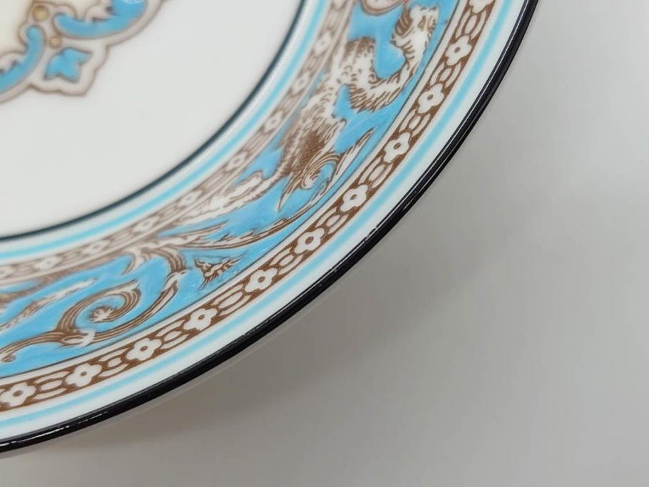 イギリス　WEDGWOOD(ウェッジウッド)　FLORENTINE TURQUOISE(フロレンティーン ターコイズ)　クラシックなデザインの気品あふれるボウル大小6枚セット(グロテスク文様、深皿、サラダボウル、サラダソーサー、洋食器、英国)(R-081227)