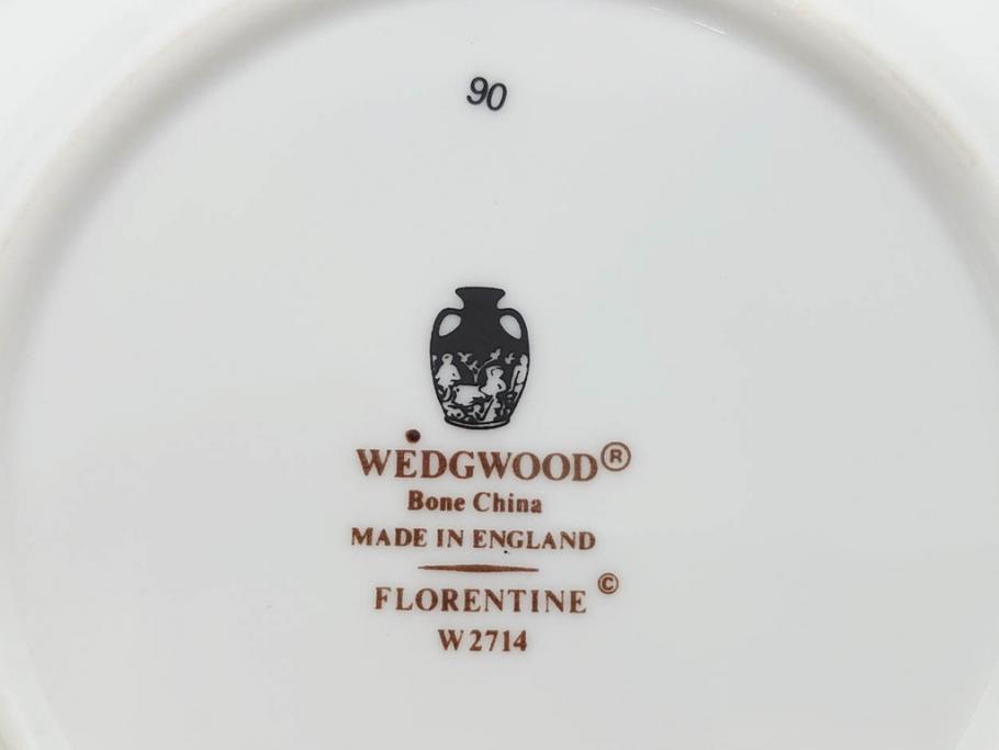 イギリス　WEDGWOOD(ウェッジウッド)　FLORENTINE TURQUOISE(フロレンティーン ターコイズ)　クラシックなデザインの気品あふれるボウル大小6枚セット(グロテスク文様、深皿、サラダボウル、サラダソーサー、洋食器、英国)(R-081227)