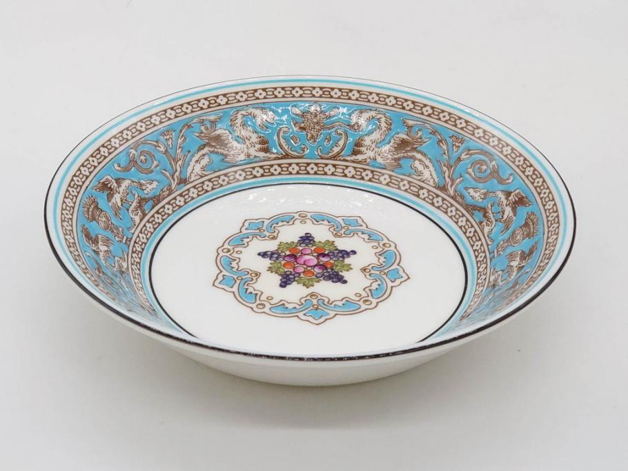 イギリス　WEDGWOOD(ウェッジウッド)　FLORENTINE TURQUOISE(フロレンティーン ターコイズ)　クラシックなデザインの気品あふれるボウル大小6枚セット(グロテスク文様、深皿、サラダボウル、サラダソーサー、洋食器、英国)(R-081227)