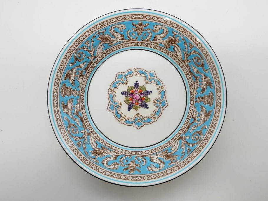 イギリス　WEDGWOOD(ウェッジウッド)　FLORENTINE TURQUOISE(フロレンティーン ターコイズ)　クラシックなデザインの気品あふれるボウル大小6枚セット(グロテスク文様、深皿、サラダボウル、サラダソーサー、洋食器、英国)(R-081227)