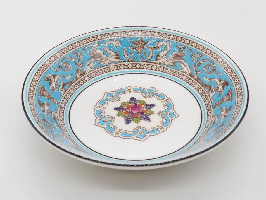 イギリス　WEDGWOOD(ウェッジウッド)　FLORENTINE TURQUOISE(フロレンティーン ターコイズ)　クラシックなデザインの気品あふれるボウル大小6枚セット(グロテスク文様、深皿、サラダボウル、サラダソーサー、洋食器、英国)(R-081227)