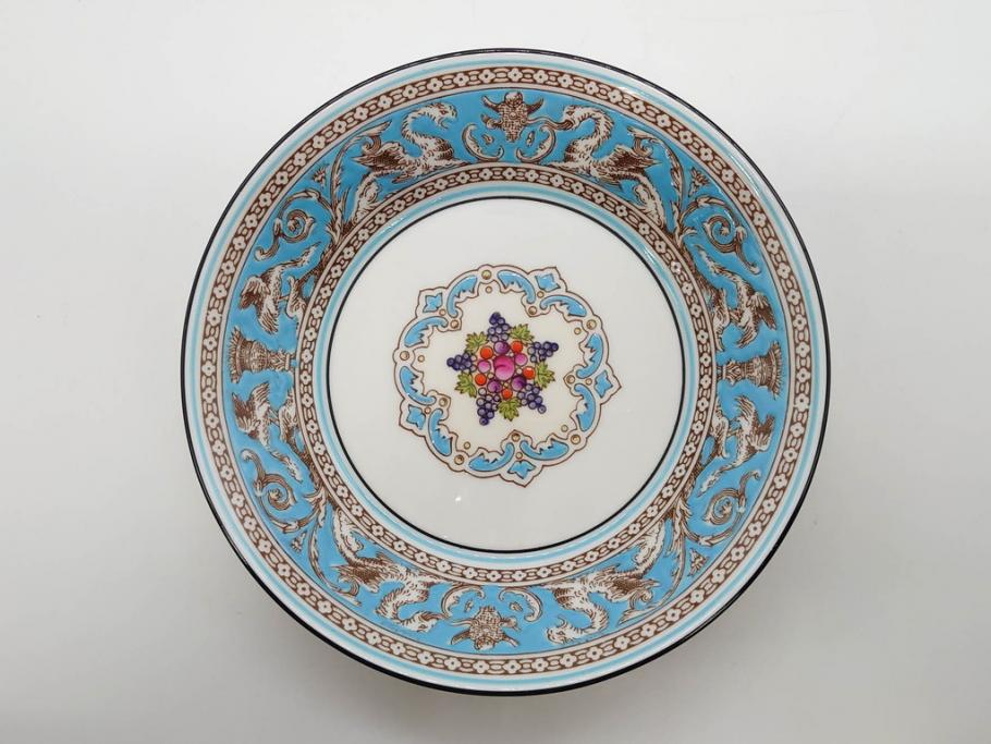 イギリス　WEDGWOOD(ウェッジウッド)　FLORENTINE TURQUOISE(フロレンティーン ターコイズ)　クラシックなデザインの気品あふれるボウル大小6枚セット(グロテスク文様、深皿、サラダボウル、サラダソーサー、洋食器、英国)(R-081227)