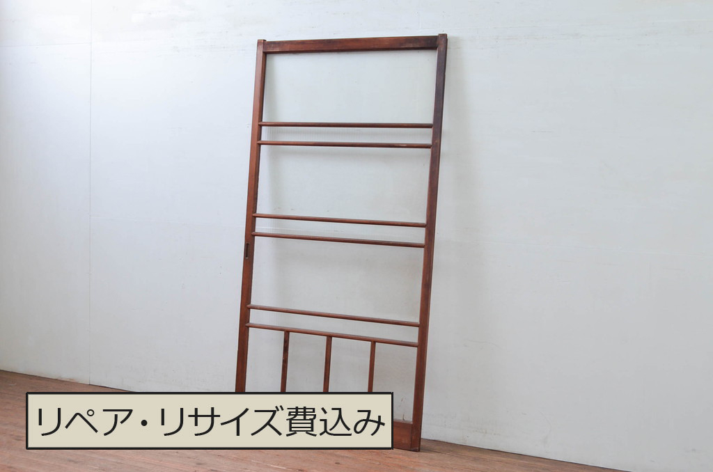 アンティーク建具　デザイングッド!!　レトロな空間作りにおすすめなガラス戸1枚(引き戸)(R-080882)