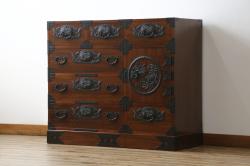 中古　美品　和の空間づくりにおすすめの総桐仙台箪笥(サイドチェスト、衣装箪笥、収納箪笥、和タンス、引き出し)(R-077376)