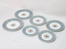 イギリス　WEDGWOOD(ウェッジウッド)　FLORENTINE TURQUOISE(フロレンティーン ターコイズ)　食卓が華やぐプレート6枚セット(グロテスク文様、フルーツ、果物、中皿、洋食器、英国)(R-081220)
