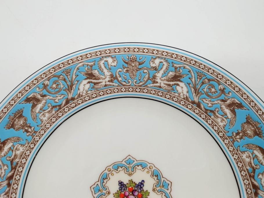 イギリス　WEDGWOOD(ウェッジウッド)　FLORENTINE TURQUOISE(フロレンティーン ターコイズ)　フォーマルな雰囲気漂うプレート9枚セット(グロテスク文様、フルーツ、果物、中皿、洋食器、英国)(R-081221)