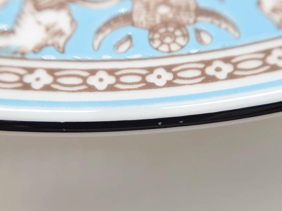 イギリス　WEDGWOOD(ウェッジウッド)　FLORENTINE TURQUOISE(フロレンティーン ターコイズ)　フォーマルな雰囲気漂うプレート9枚セット(グロテスク文様、フルーツ、果物、中皿、洋食器、英国)(R-081221)
