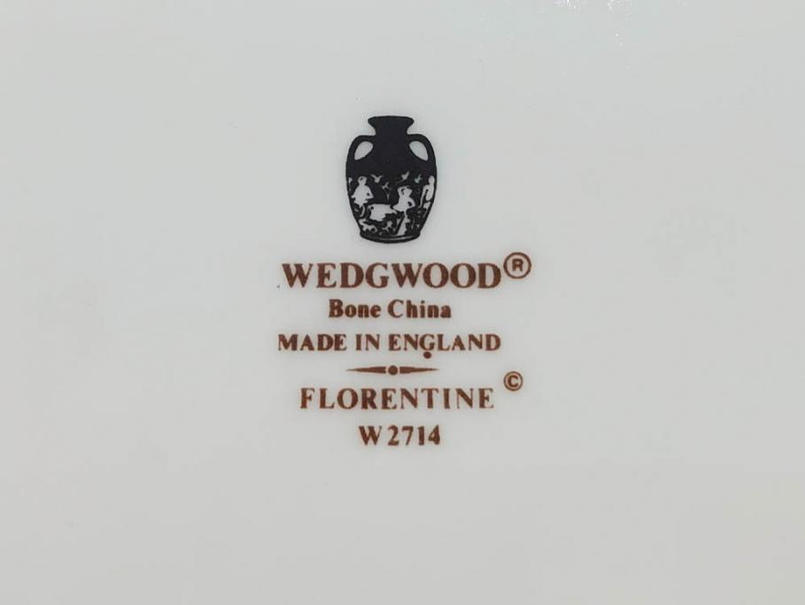 イギリス　WEDGWOOD(ウェッジウッド)　FLORENTINE TURQUOISE(フロレンティーン ターコイズ)　フォーマルな雰囲気漂うプレート9枚セット(グロテスク文様、フルーツ、果物、中皿、洋食器、英国)(R-081221)