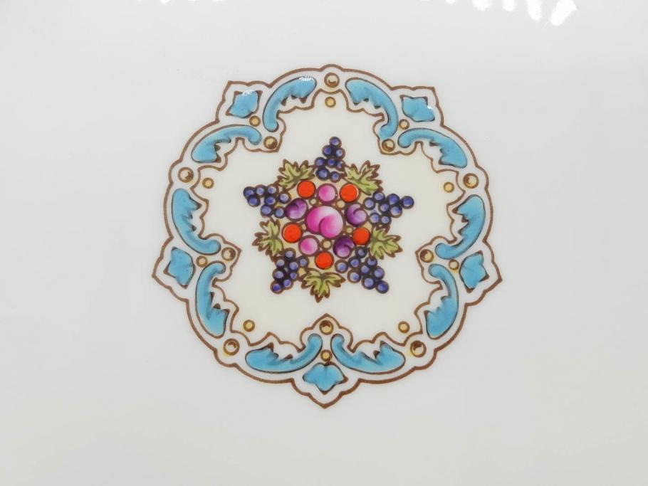 イギリス　WEDGWOOD(ウェッジウッド)　FLORENTINE TURQUOISE(フロレンティーン ターコイズ)　エキゾチックなデザインが目を引くプレート9枚セット(グロテスク文様、フルーツ、果物、中皿、洋食器、英国)(R-081222)