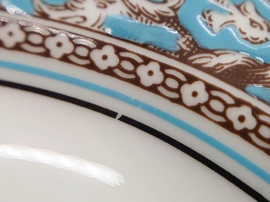 イギリス　WEDGWOOD(ウェッジウッド)　FLORENTINE TURQUOISE(フロレンティーン ターコイズ)　エキゾチックなデザインが目を引くプレート9枚セット(グロテスク文様、フルーツ、果物、中皿、洋食器、英国)(R-081222)