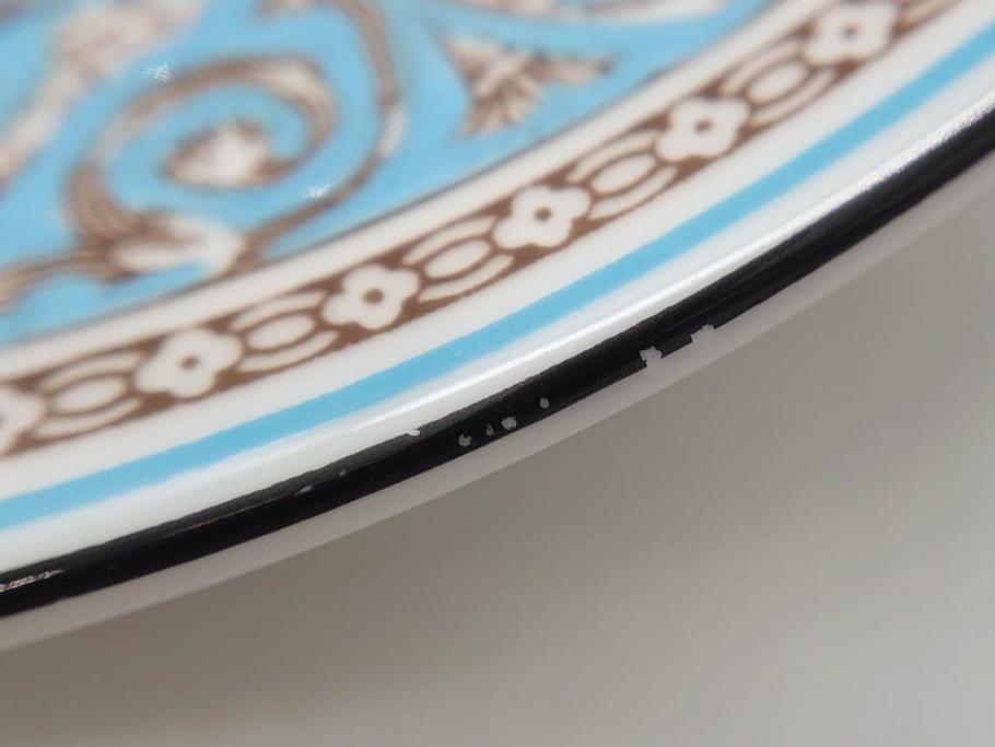イギリス　WEDGWOOD(ウェッジウッド)　FLORENTINE TURQUOISE(フロレンティーン ターコイズ)　エキゾチックなデザインが目を引くプレート9枚セット(グロテスク文様、フルーツ、果物、中皿、洋食器、英国)(R-081222)