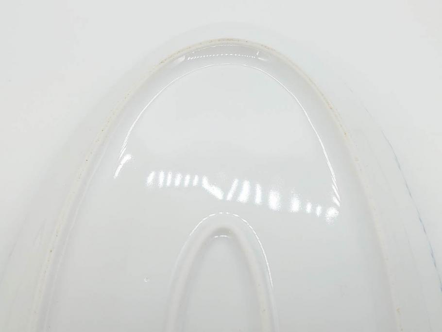 デンマーク　ROYAL COPENHAGEN(ロイヤルコペンハーゲン)　ブルーフルーテッド 　ハーフレース　美しいブルーの縁取りが魅力のボウル&ピックルディッシュセット(プレート、変形皿、中皿、洋食器、北欧)(R-081290)
