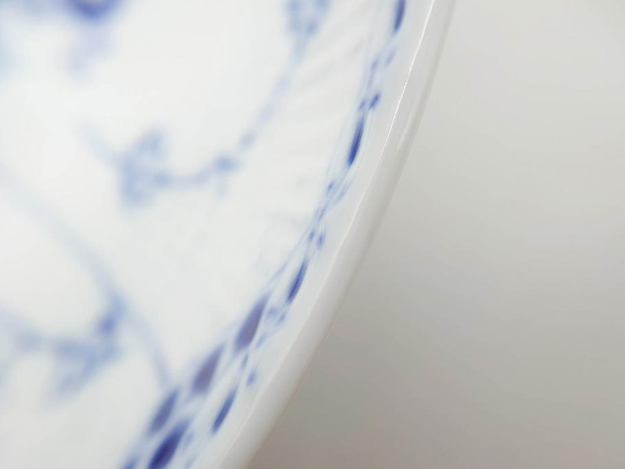 デンマーク　ROYAL COPENHAGEN(ロイヤルコペンハーゲン)　ブルーフルーテッド 　ハーフレース　美しいブルーの縁取りが魅力のボウル&ピックルディッシュセット(プレート、変形皿、中皿、洋食器、北欧)(R-081290)