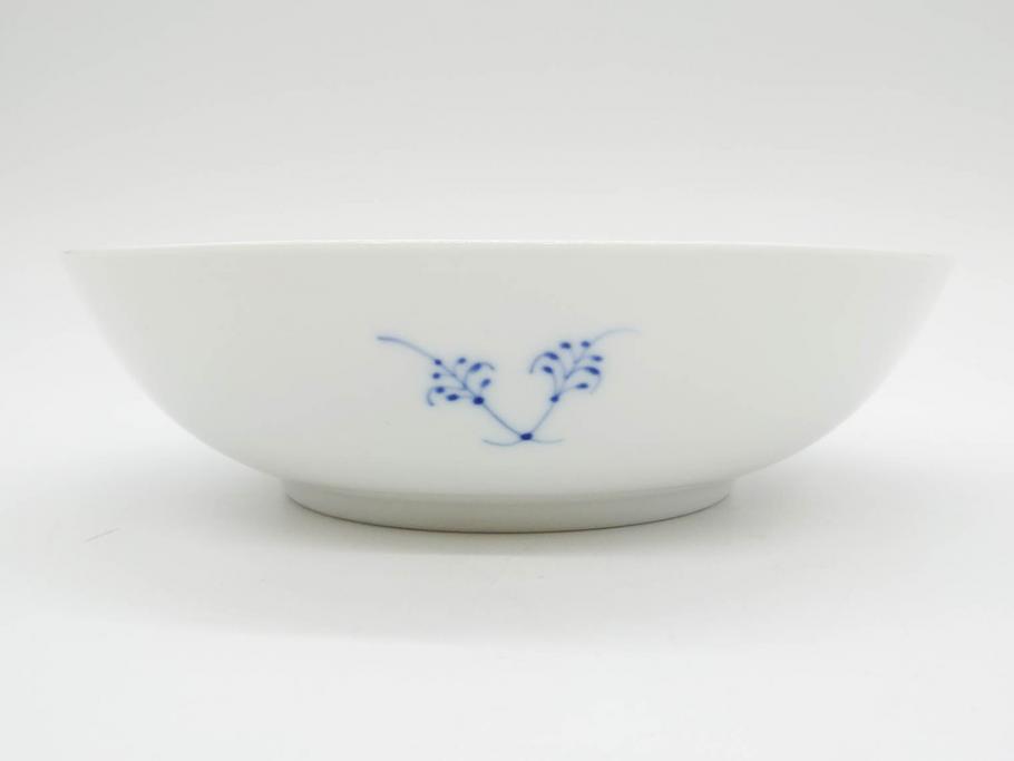デンマーク　ROYAL COPENHAGEN(ロイヤルコペンハーゲン)　ブルーフルーテッド 　ハーフレース　美しいブルーの縁取りが魅力のボウル&ピックルディッシュセット(プレート、変形皿、中皿、洋食器、北欧)(R-081290)