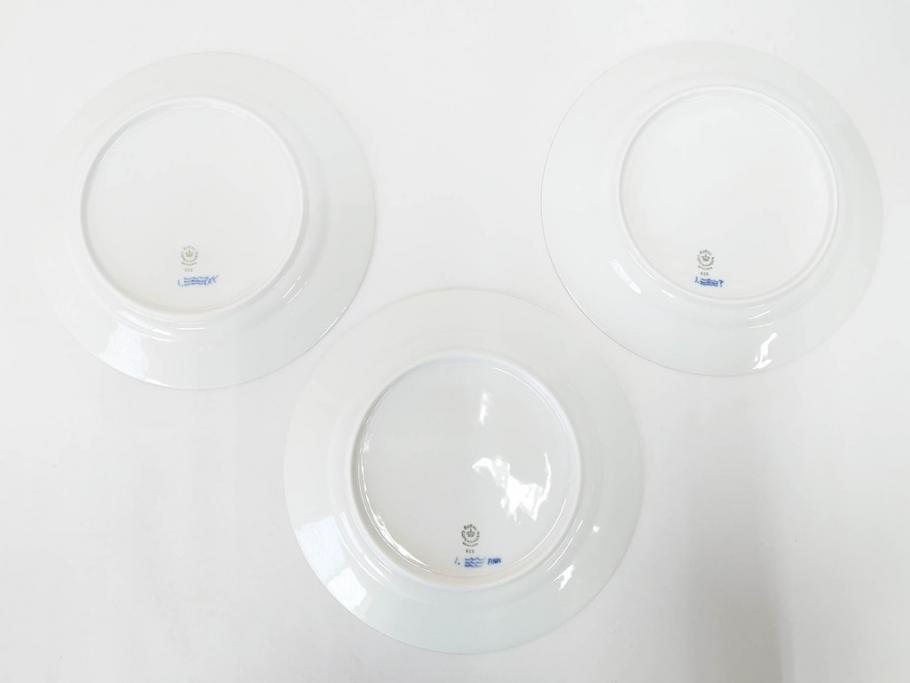 デンマーク　ROYAL COPENHAGEN(ロイヤルコペンハーゲン)　ブルーフルーテッド ハーフレース　約25cm　プレート3枚セット(大皿、洋食器、北欧)(R-081292)