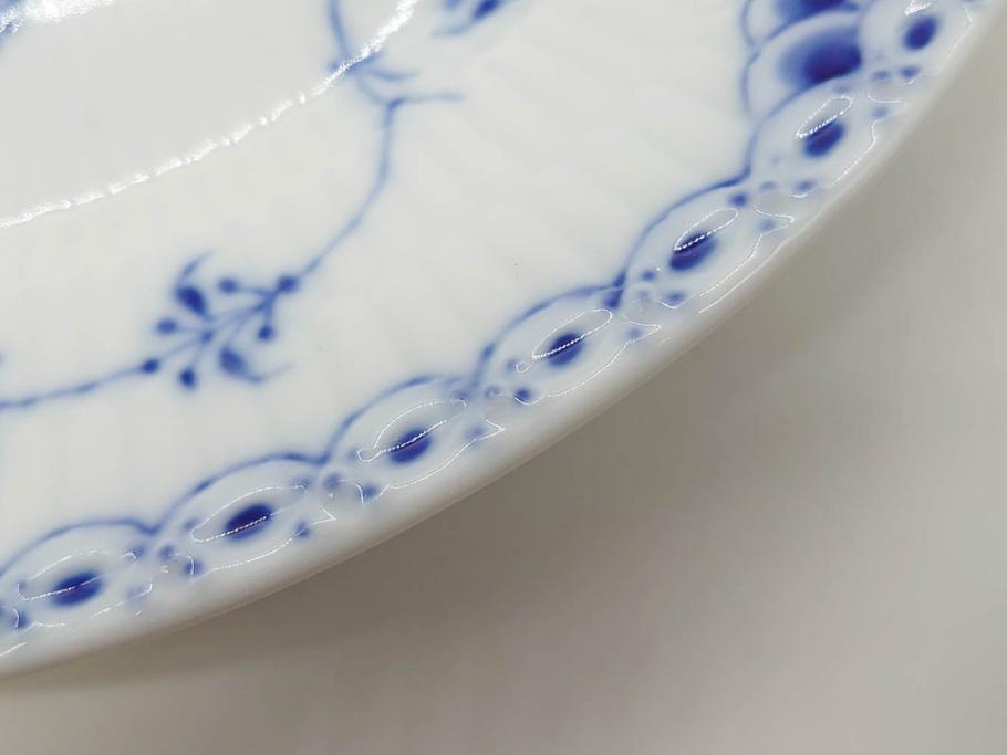 デンマーク　ROYAL COPENHAGEN(ロイヤルコペンハーゲン)　ブルーフルーテッド ハーフレース　約25cm　プレート3枚セット(大皿、洋食器、北欧)(R-081292)