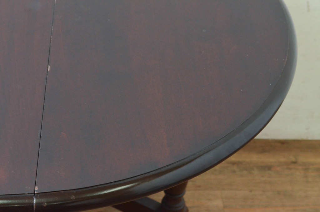 中古　美品　松本民芸家具　M型　洗練されたデザインが魅力的な楕円バタフライ卓(I)(エクステンションテーブル、バタフライテーブル、食卓、ダイニングテーブル、2人掛け、4人掛け)(定価約35万円)(R-073714)