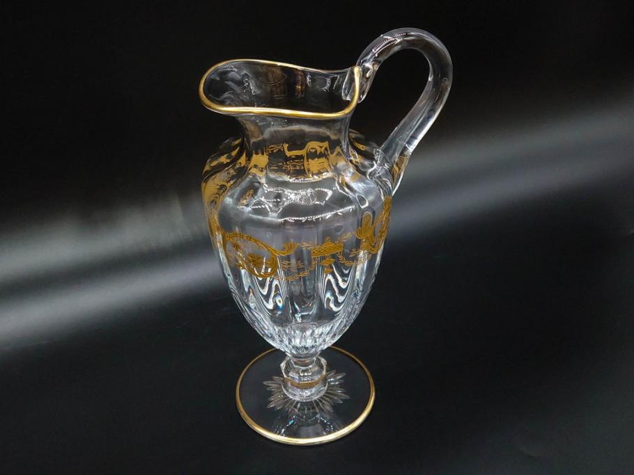 フランス　Baccarat　バカラ　金彩　気品あふれるピッチャー(ジャグ、水指し、ピッチャー、フルレッドクリスタルガラス)(R-081303)