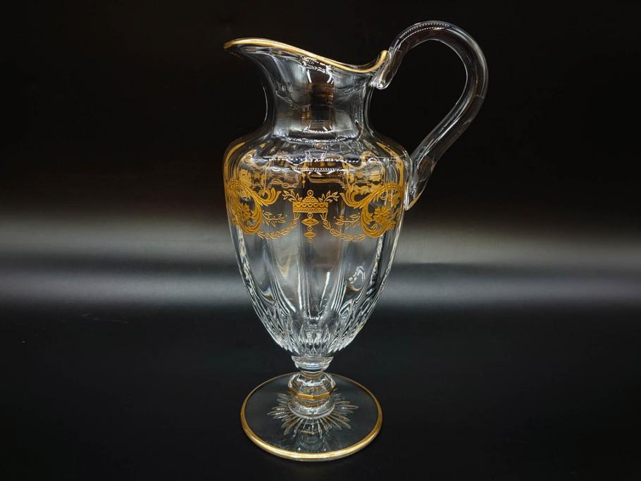 フランス　Baccarat　バカラ　金彩　気品あふれるピッチャー(ジャグ、水指し、ピッチャー、フルレッドクリスタルガラス)(R-081303)