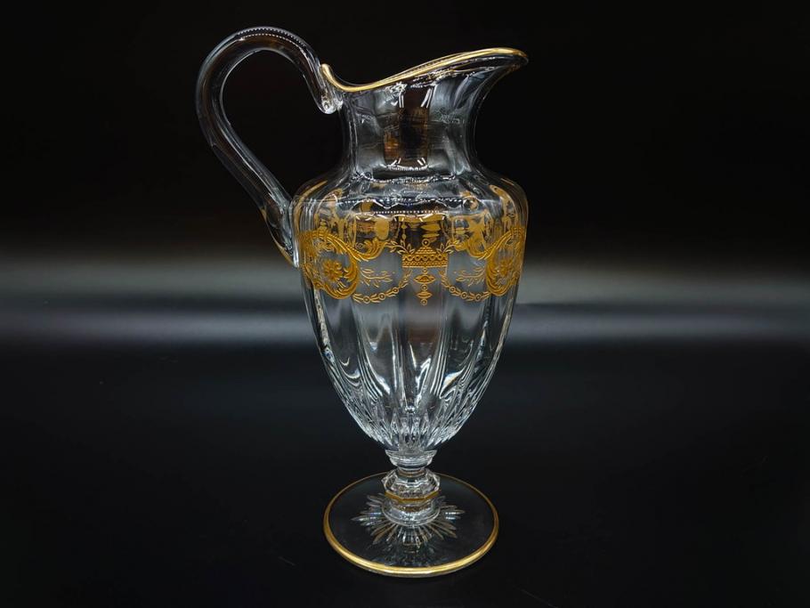 フランス　Baccarat　バカラ　金彩　気品あふれるピッチャー(ジャグ、水指し、ピッチャー、フルレッドクリスタルガラス)(R-081303)