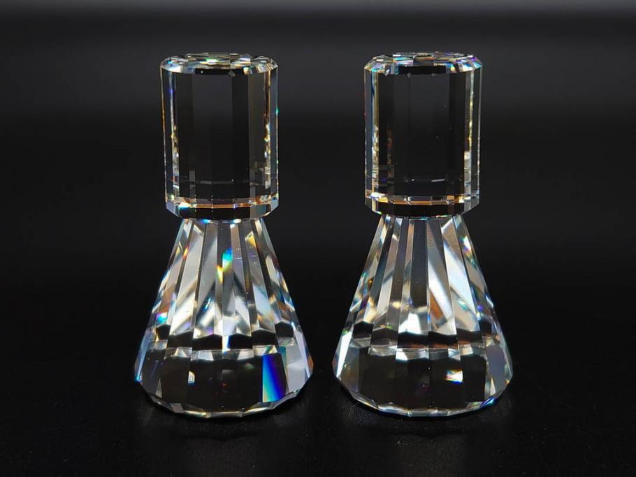オーストリア　SWAROVSKI(スワロフスキー)　SILVER CRYSTAL(シルバー クリスタル)　チェスセット(チェス盤、駒、ピース、スワン印、ケース付き、外箱付き)(R-081304)