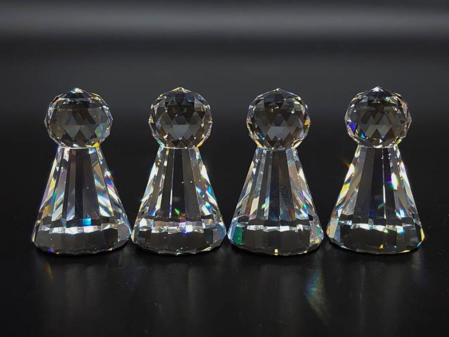 オーストリア　SWAROVSKI(スワロフスキー)　SILVER CRYSTAL(シルバー クリスタル)　チェスセット(チェス盤、駒、ピース、スワン印、ケース付き、外箱付き)(R-081304)