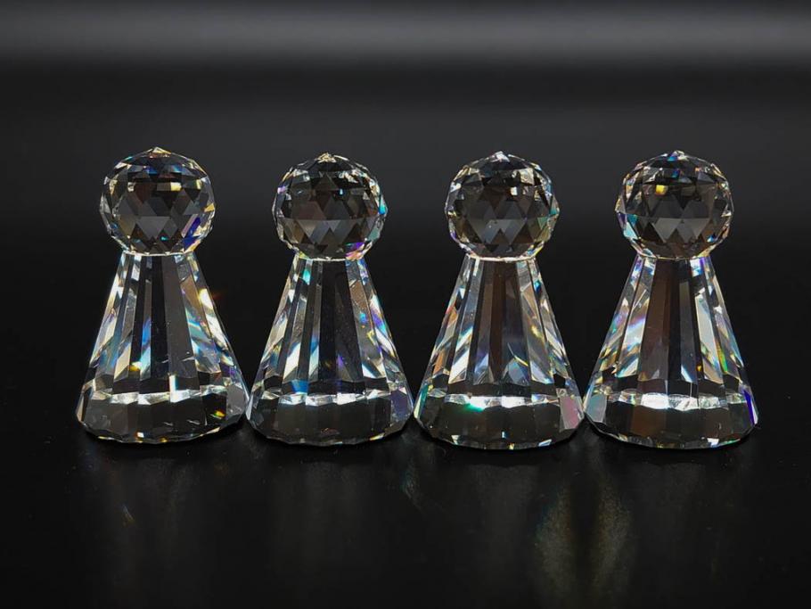 オーストリア　SWAROVSKI(スワロフスキー)　SILVER CRYSTAL(シルバー クリスタル)　チェスセット(チェス盤、駒、ピース、スワン印、ケース付き、外箱付き)(R-081304)
