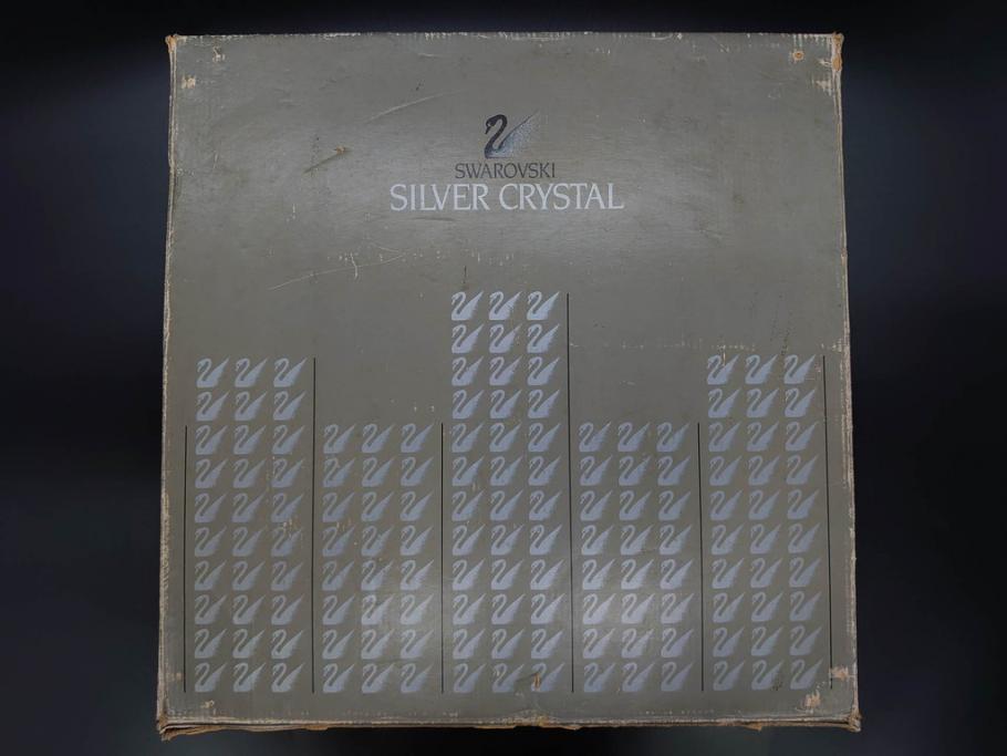 オーストリア　SWAROVSKI(スワロフスキー)　SILVER CRYSTAL(シルバー クリスタル)　チェスセット(チェス盤、駒、ピース、スワン印、ケース付き、外箱付き)(R-081304)