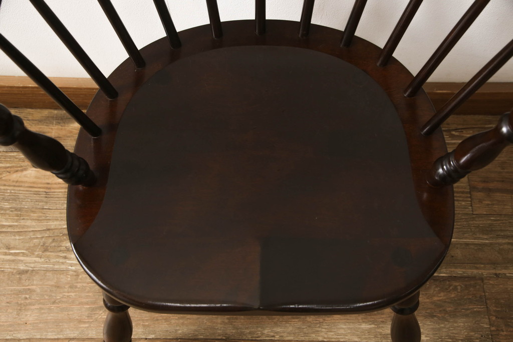 中古　美品　松本民芸家具　#91型　落ち着きのある大人カフェ風インテリアが叶うキャプテンチェア(アームチェア、板座チェア、椅子、ダイニングチェア)(R-054875)