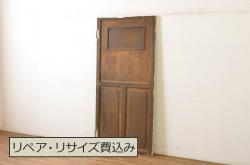 アンティーク建具　杉材　一枚板　時を経た風合いが味わい深い板戸窓2枚セット(引き戸)(R-067870)