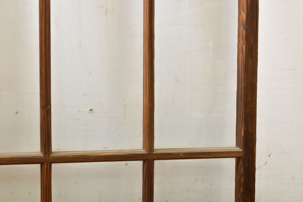 アンティーク建具　昭和初期　結霜ガラスとゆらゆらガラス入り!　ノスタルジックな雰囲気のガラス戸(窓)2枚セット(引き戸、ガラス戸、建具)(R-059869)