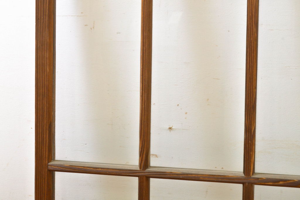 アンティーク建具　昭和初期　結霜ガラスとゆらゆらガラス入り!　ノスタルジックな雰囲気のガラス戸(窓)2枚セット(引き戸、ガラス戸、建具)(R-059870)