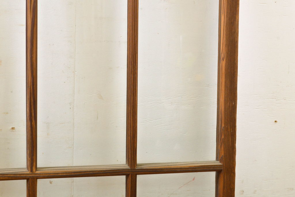 アンティーク建具　昭和初期　結霜ガラスとゆらゆらガラス入り!　ノスタルジックな雰囲気のガラス戸(窓)2枚セット(引き戸、ガラス戸、建具)(R-059870)