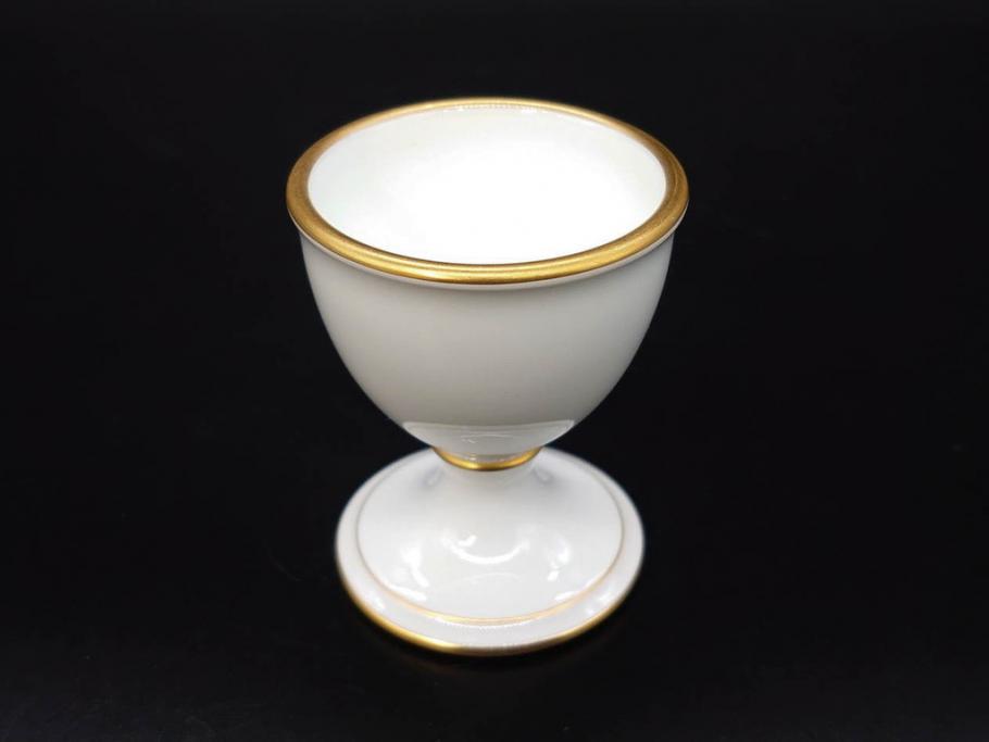 大倉陶園(OKURA、OAC)　オールド大倉　ゴールドライン　高級感のあるエッグスタンド6客セット(金彩、エッグカップ、洋食器、白磁)(R-081308)