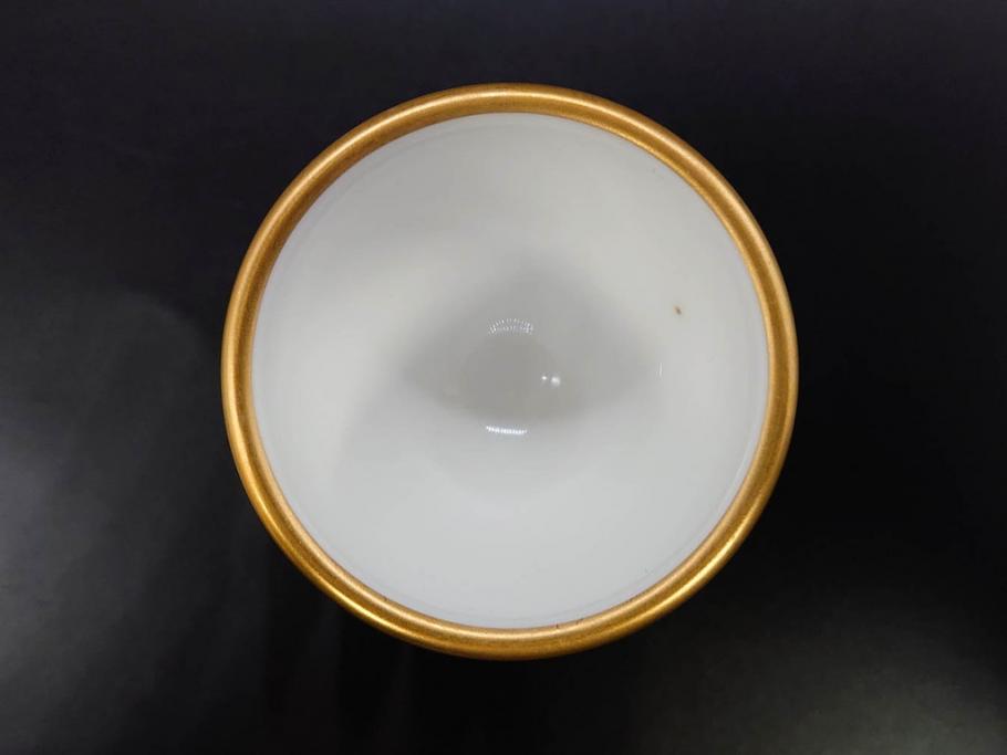大倉陶園(OKURA、OAC)　オールド大倉　ゴールドライン　高級感のあるエッグスタンド6客セット(金彩、エッグカップ、洋食器、白磁)(R-081308)