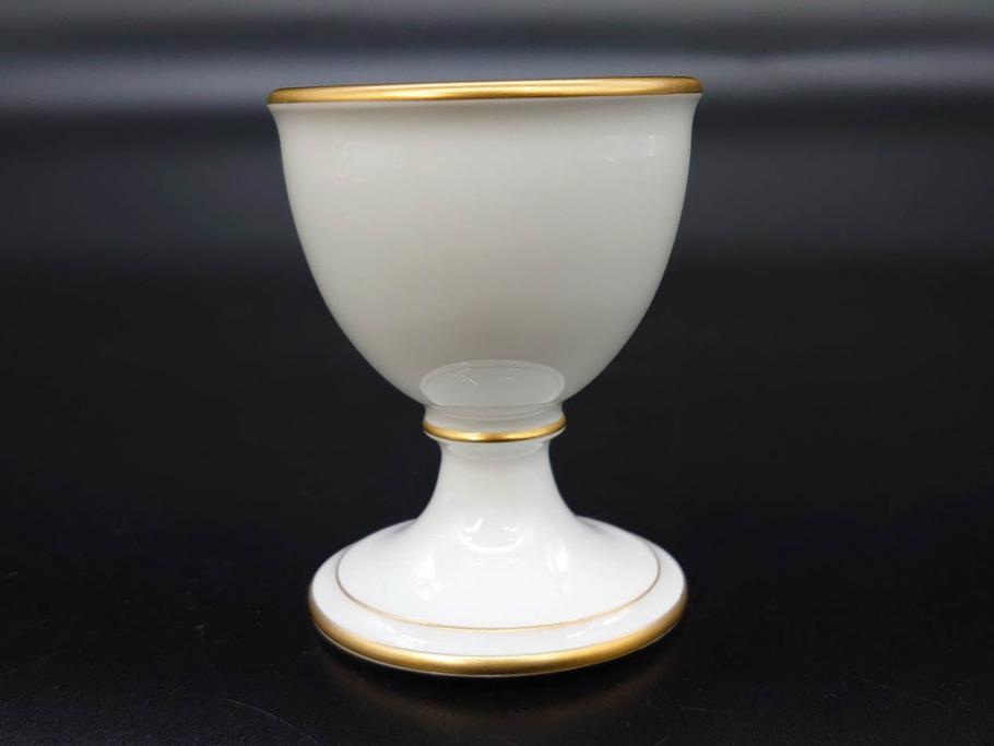 大倉陶園(OKURA、OAC)　オールド大倉　ゴールドライン　高級感のあるエッグスタンド6客セット(金彩、エッグカップ、洋食器、白磁)(R-081308)