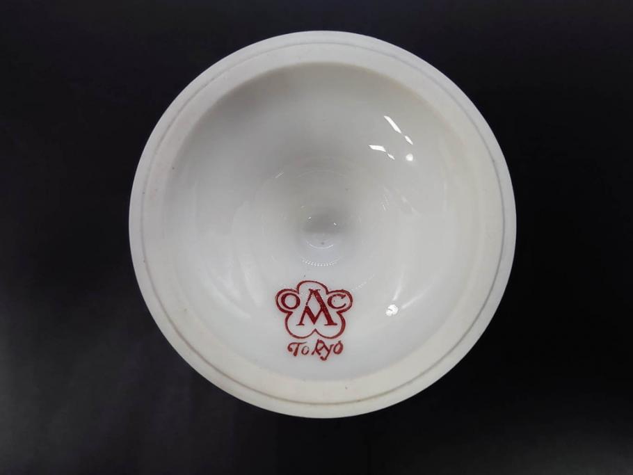 大倉陶園(OKURA、OAC)　オールド大倉　ゴールドライン　高級感のあるエッグスタンド6客セット(金彩、エッグカップ、洋食器、白磁)(R-081308)