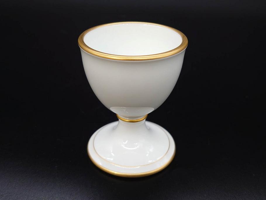 大倉陶園(OKURA、OAC)　オールド大倉　ゴールドライン　高級感のあるエッグスタンド6客セット(金彩、エッグカップ、洋食器、白磁)(R-081308)